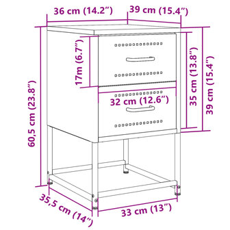 Nachtkastjes 2 st 36x39x60,5 cm staal roze 12