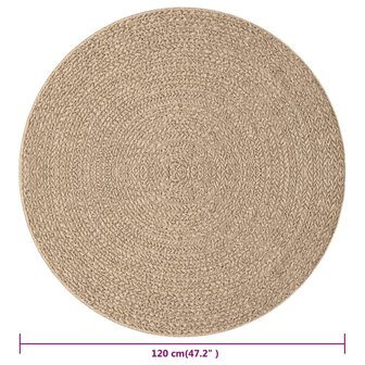 Vloerkleed ZIZUR binnen en buiten 120 cm jute look 7