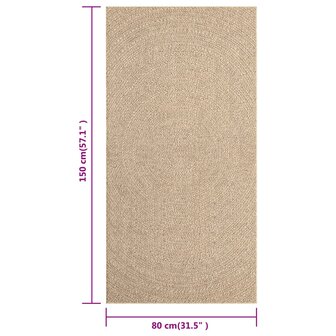 Vloerkleed ZIZUR binnen en buiten 80x150 cm jute look 8