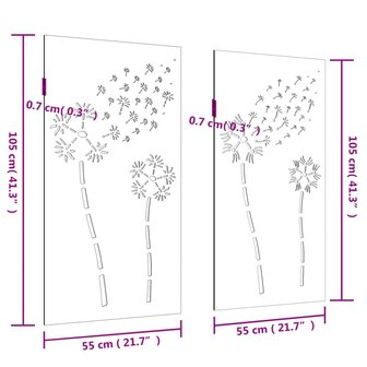 Wanddecoratie tuin 2 st bloemenontwerp 105x55 cm cortenstaal 8