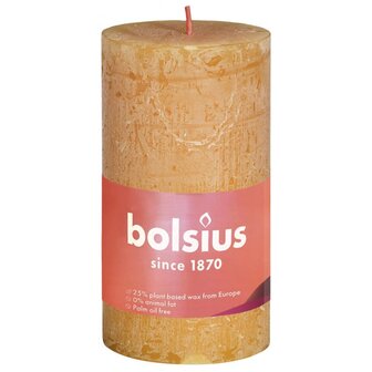 Bolsius Stompkaarsen Shine 8 st rustiek 100x50 mm honinggeel 2