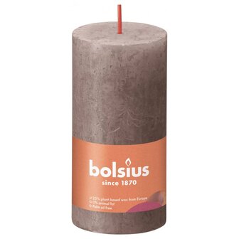 Bolsius Stompkaarsen Shine 8 st rustiek 100x50 mm rustiek taupe 2