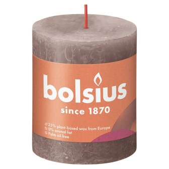 Bolsius Stompkaarsen Shine 4 st rustiek 80x68 mm rustiek taupe 2