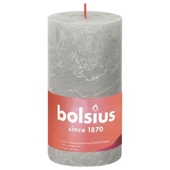 Bolsius Stompkaarsen Shine 4 st rustiek 130x68 mm zandgrijs 2