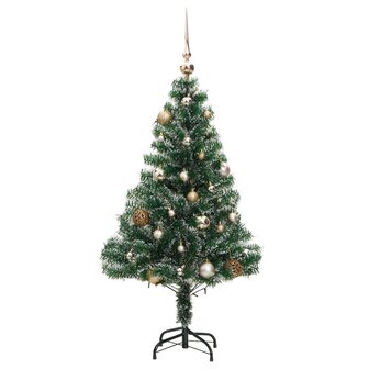 Kunstkerstboom 150 LED&amp;apos;s kerstballen en sneeuw 150 cm 4