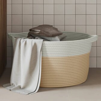 Opbergmand &Oslash; 40x25 cm katoen beige en wit 1