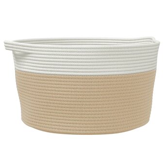 Opbergmand &Oslash; 40x25 cm katoen beige en wit 2