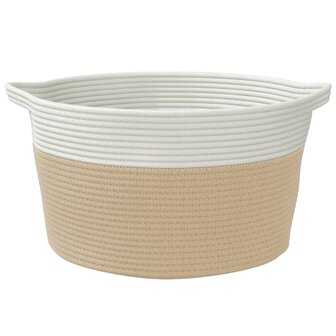 Opbergmand &Oslash; 40x25 cm katoen beige en wit 4