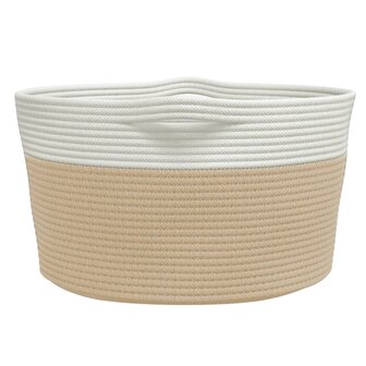 Opbergmand &Oslash; 40x25 cm katoen beige en wit 5