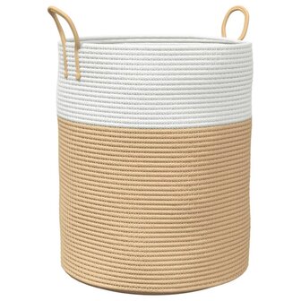 Opbergmand &Oslash; 38x46 cm katoen beige en wit 2