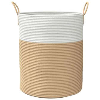 Opbergmand &Oslash; 38x46 cm katoen beige en wit 4