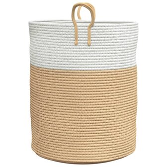 Opbergmand &Oslash; 38x46 cm katoen beige en wit 5