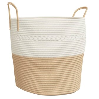 Opbergmand &Oslash; 43x38 cm katoen beige en wit 2