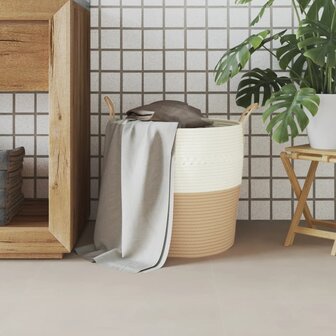 Opbergmand &Oslash; 43x38 cm katoen beige en wit 3