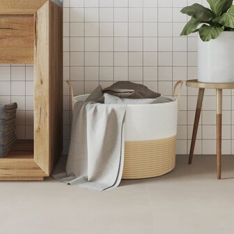 Opbergmand &Oslash; 51x33 cm katoen beige en wit 3