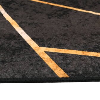 Vloerkleed wasbaar anti-slip 160x230 cm zwart en goudkleurig 6