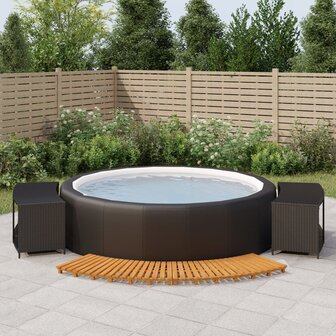 Hottub-ombouw poly rattan en massief acaciahout zwart 1