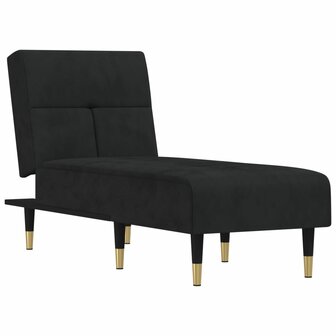 Chaise longue fluweel zwart 2