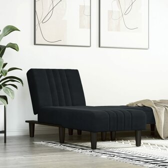 Chaise longue fluweel zwart 1