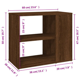 Bijzetkast 60x30x50 cm bewerkt hout bruin eikenkleur 7