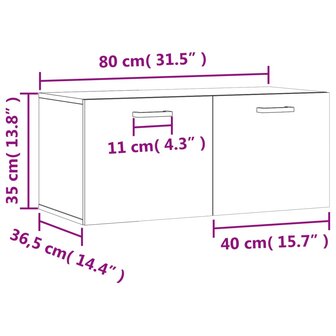 Wandkast 80x36,5x35 cm bewerkt hout gerookt eikenkleurig 12