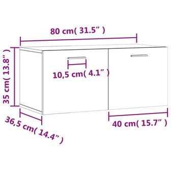 Wandkast 80x36,5x35 cm bewerkt hout grijs sonoma eikenkleurig 12