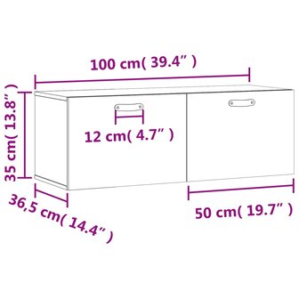 Wandkast 100x36,5x35 cm bewerkt hout betongrijs 12