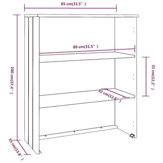 Opzetkast HAMAR 85x35x100 cm massief grenenhout honingbruin 7