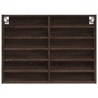 Vitrinekast 80x8,5x58 cm bewerkt hout bruin eikenkleurig 4