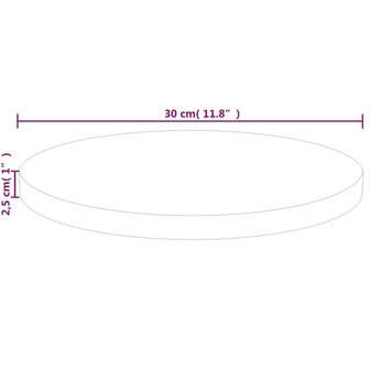 Tafelblad rond &Oslash;30x2,5 cm onbehandeld massief eikenhout 4