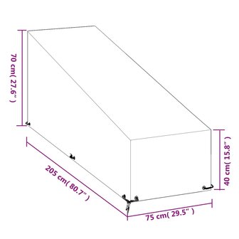 Ligbedhoezen 2 st met 12 oogjes 205x75x40/70 cm polyetheen 9