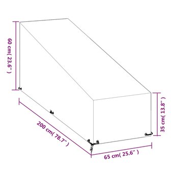 Ligbedhoes met 12 oogjes 200x65x35/60 cm polyetheen 9