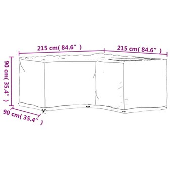 Tuinmeubelhoezen L-vormig 2 st 16 oogjes 215x215x90 cm 11