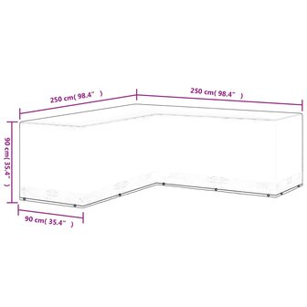 Tuinmeubelhoes L-vormig 12 oogjes 250x250x90 cm 7