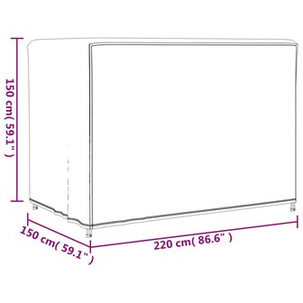 Hoes voor schommelbank 220x150x150 cm 420D oxford zwart 12