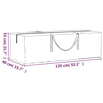 Opbergtassen tuinkussens 2 st 135x40x55 cm polyetheen zwart 9