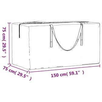 Opbergtassen tuinkussens 2 st 150x75x75 cm polyetheen zwart 9