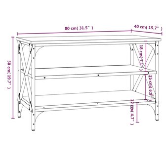 Tv-meubel 80x40x50 cm bewerkt hout bruin eikenkleur 9