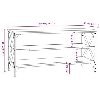 Tv-meubel 100x40x50 cm bewerkt hout zwart 8