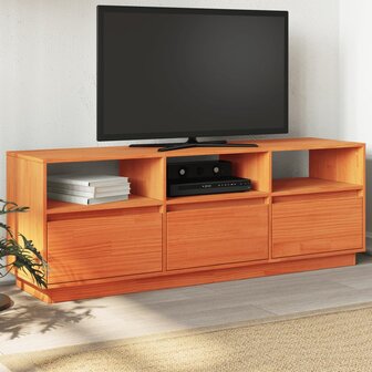 Tv-meubel 140x37x50 cm massief grenenhout wasbruin 1