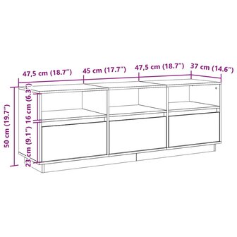 Tv-meubel 140x37x50 cm massief grenenhout wasbruin 12