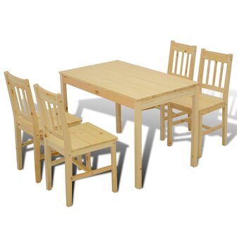 Eettafel met 4 stoelen hout naturel 6