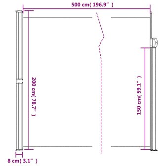 Windscherm uittrekbaar 200x500 cm bruin 10