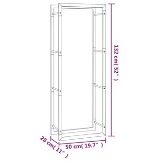 Haardhoutrek 50x28x132 cm staal matzwart 6