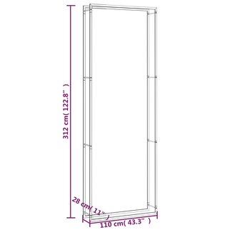 Haardhoutrek 110x28x312 cm staal matzwart 6