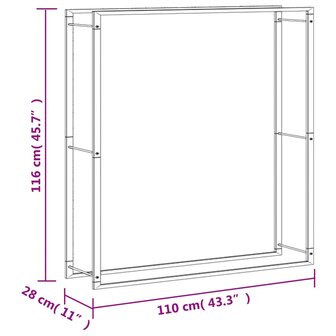 Haardhoutrek 110x28x116 cm roestvrij staal 7