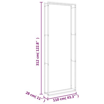 Haardhoutrek 110x28x312 cm roestvrij staal 7