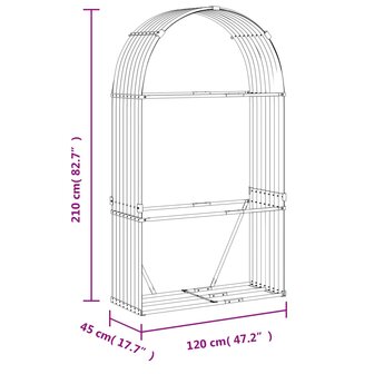 Haardhoutopslag 120x45x210 cm gegalvaniseerd staal antraciet 9