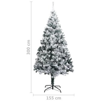 Kunstkerstboom met sneeuwvlokken 300 cm PVC groen 8