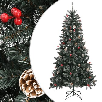 Kunstkerstboom met standaard 210 cm PVC groen 1